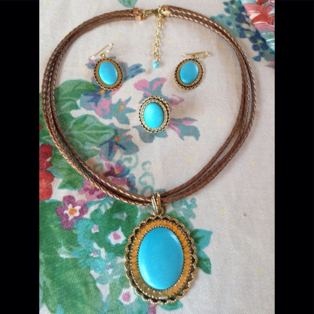 BARSE Turquoise Necklace, Ring & Earring Set💠